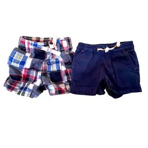 2 pairs boy shorts Plaid and Navy Kids Set 12 - 18 months